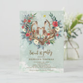 christmas winter hares sweet 16 party invitation (Standing Front)