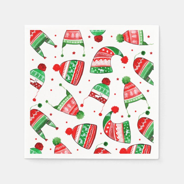 Christmas Winter Hats | Holidays Napkins (Front)