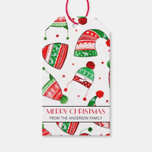 Christmas Winter Hats Personalized Name  Holidays Gift Tags