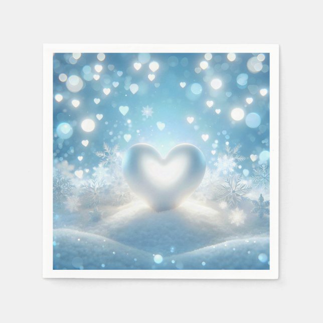Christmas Winter Heart Napkins (Front)