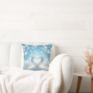 Christmas Winter Heart Throw Pillow