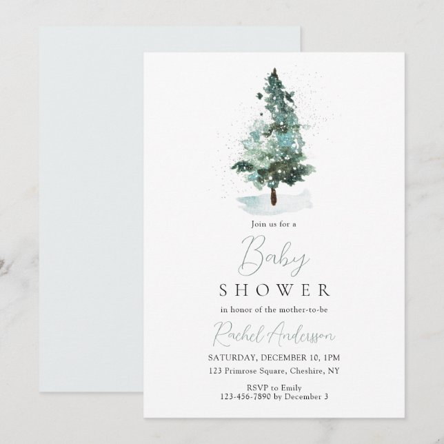 Christmas Winter Holiday Baby Shower Invitation (Front/Back)