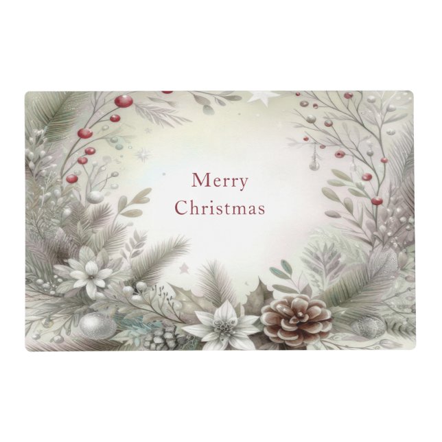 Christmas Winter Holiday Paper Placemat (Front)