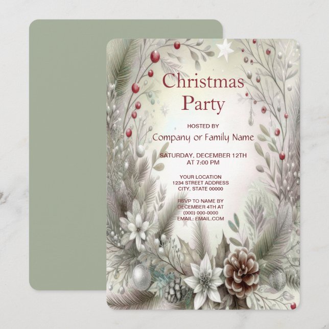 Christmas Winter Holiday Party Invitation (Front/Back)