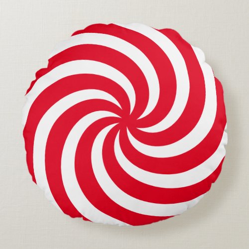 Christmas winter holiday peppermint candy twist round pillow