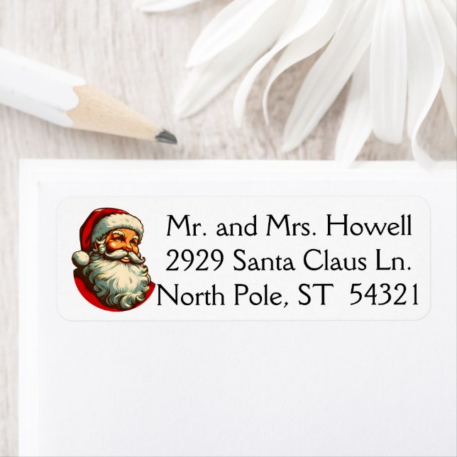 Christmas Winter Holidays Vintage Santa Claus Label (Insitu)