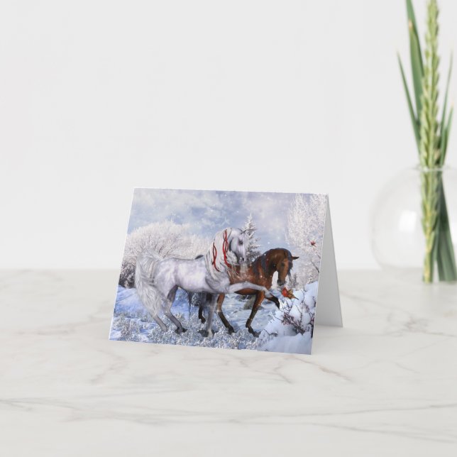 Christmas Winter Horses Note Card (Front)