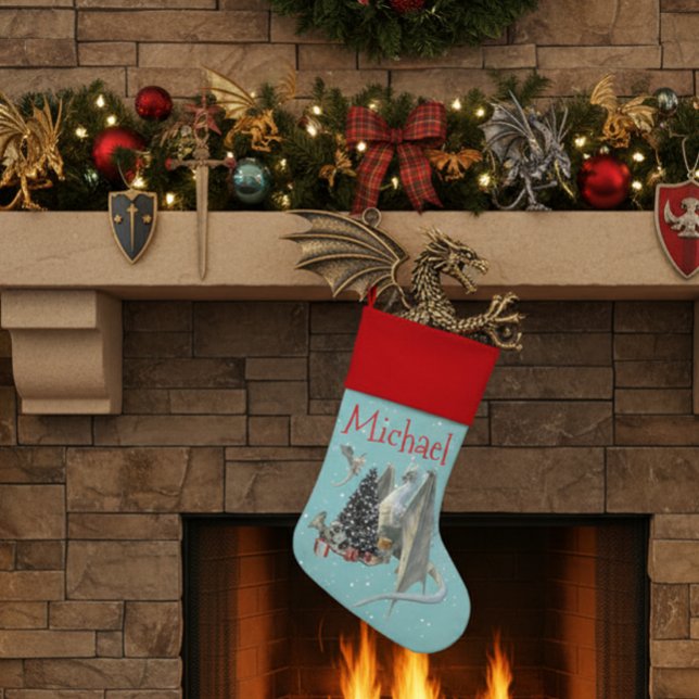 Christmas Winter ice Dragon Personalized Christmas Stocking (Creator Uploaded)