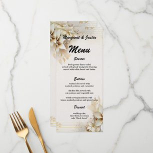 Christmas Winter Ivory Flower Vintage Wedding Menu