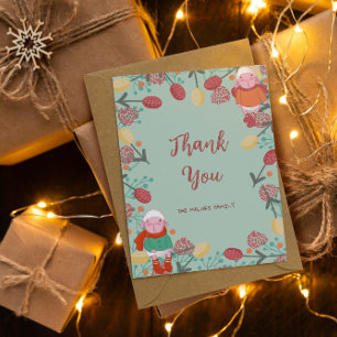 Christmas Winter Lamb Floral Border Illustration Holiday Card