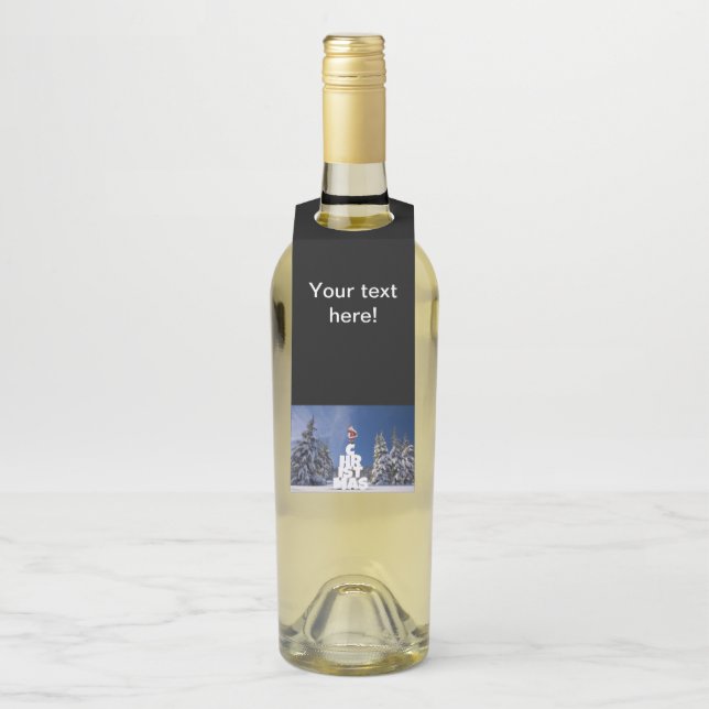Christmas winter landscape bottle hanger tag (On Bottle)