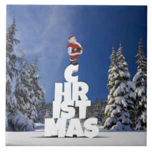 Christmas winter landscape ceramic tile