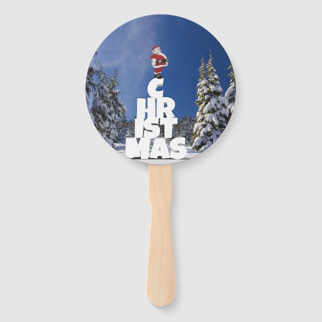 Christmas winter landscape hand fan (Front)