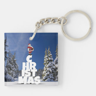 Christmas winter landscape keychain