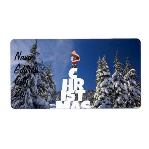 Christmas winter landscape label
