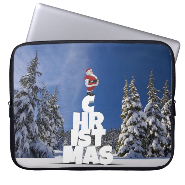 Christmas winter landscape laptop sleeve (Front)