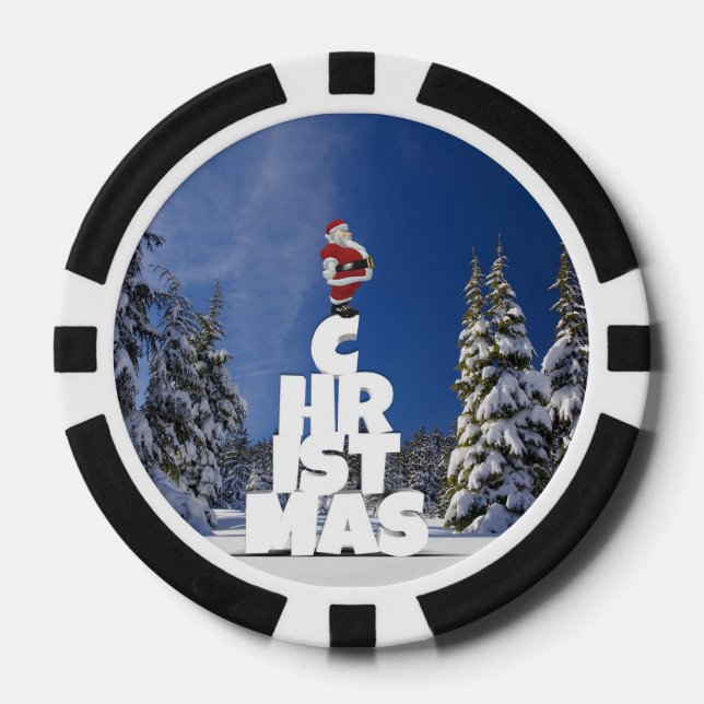 Christmas winter landscape poker chips (Front)