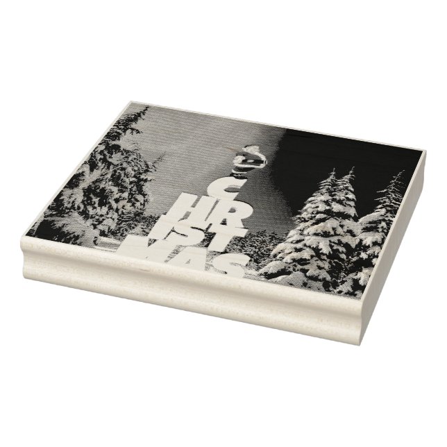 Christmas winter landscape rubber stamp (Stamp)