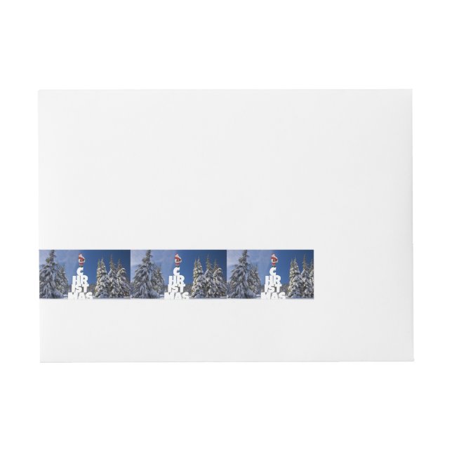 Christmas winter landscape wrap around address label (Front)