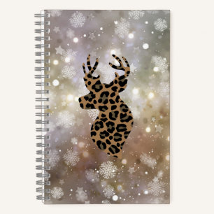 Christmas Winter Leopard Deer Spiral Notebook