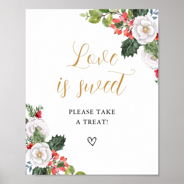 Christmas Winter Love is Sweet Treat Favor Sign (Front)