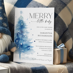 Christmas Winter Merry Little Baby Boy Shower Invitation