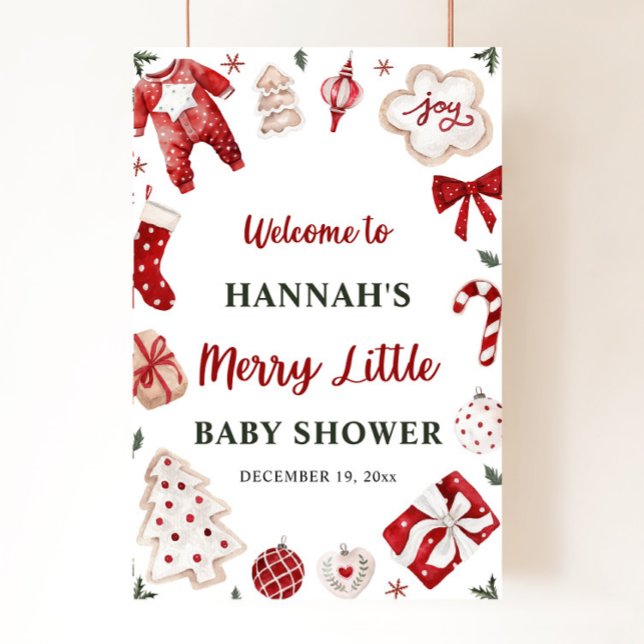 Christmas Winter Merry Little Baby Shower Welcome Foam Board (Creator Uploaded)