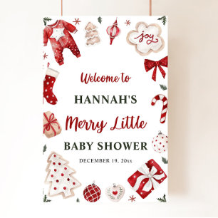 Christmas Winter Merry Little Baby Shower Welcome Poster
