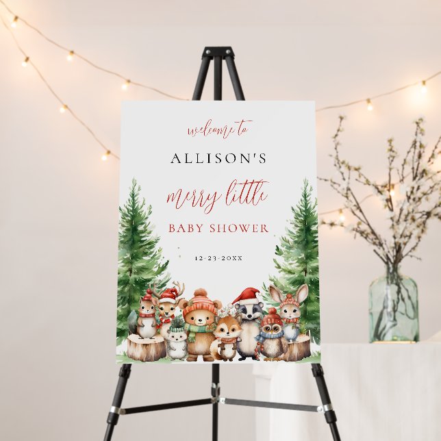 Christmas Winter Merry little baby shower woodland Foam Board (In Situ (Stand))