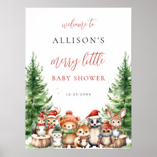 Christmas Winter Merry little baby shower woodland Poster