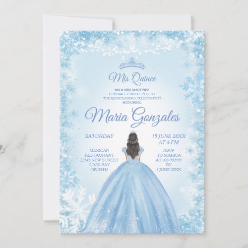 Christmas  Winter Mis Quince Blue Invite