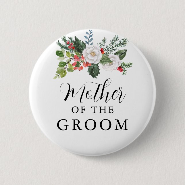 Christmas Winter Mother of the Groom Bridal Shower Button (Front)