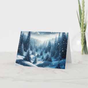 Christmas Winter Mountain Scene Holiday Card