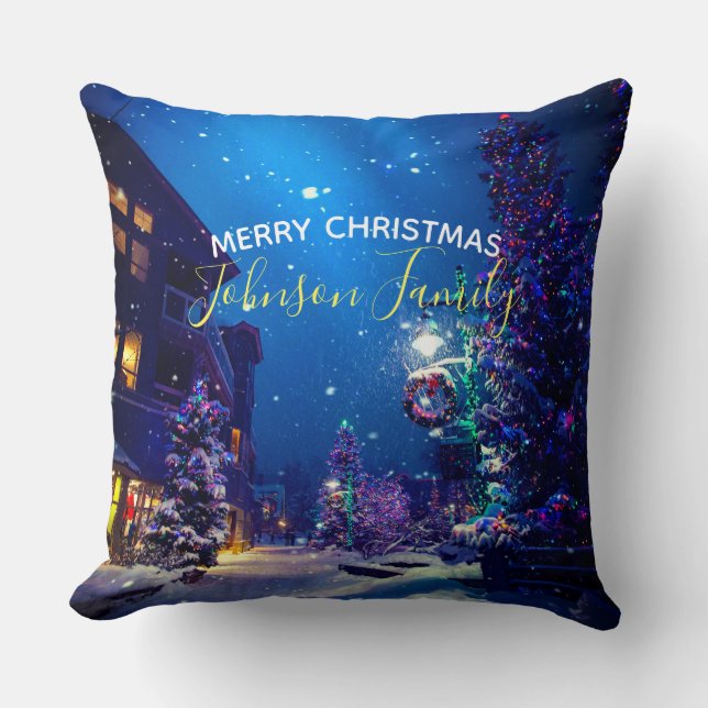 Christmas Winter Night Throw Pillow (Front)