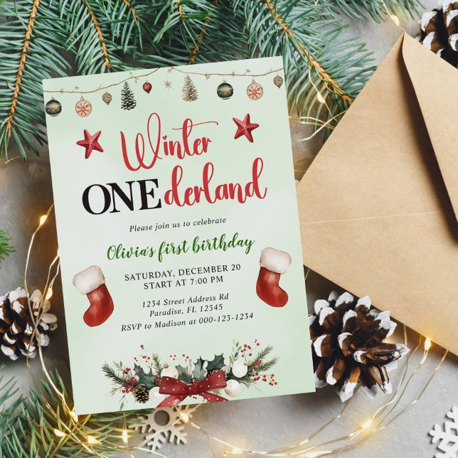 Christmas Winter Onederland First Birthday Invitation (Creator Uploaded)