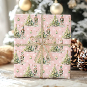 Christmas Winter Onederland gold pink nutcracker Wrapping Paper Sheets
