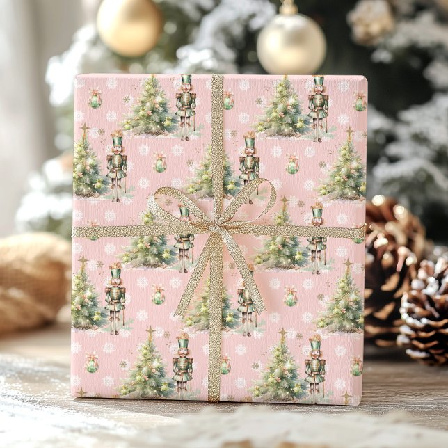 Christmas Winter Onederland gold pink nutcracker Wrapping Paper Sheets (Creator Uploaded)