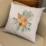 Christmas Winter Orange Pine Spice Bouquet  Throw Pillow<br><div class="desc">This design may be personalized by choosing the Edit Design option. You may also transfer onto other items. Contact me at colorflowcreations@gmail.com or use the chat option at the top of the page if you wish to have this design on another product or need assistance with this design. See more...</div>