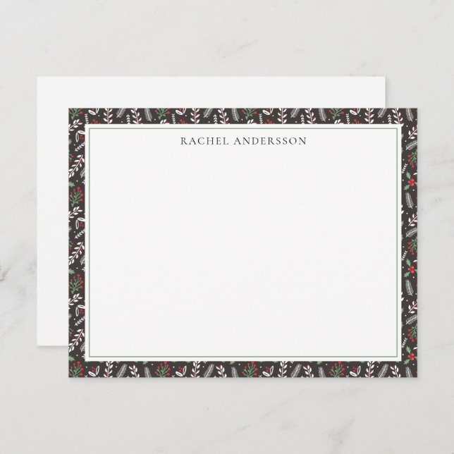 Christmas Winter Pattern Blank  Note Card (Front/Back)
