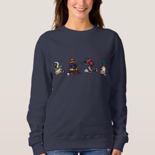 Christmas Winter Penguin Snowball Fight Cartoon Sweatshirt