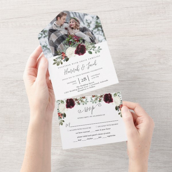 Christmas Winter Photo Wedding All In One All In One Invitation