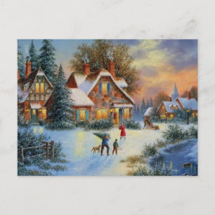 Christmas Winter Play Time Holiday Postcard