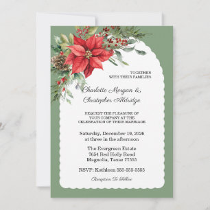 Christmas Winter Poinsettia Watercolor Invitation