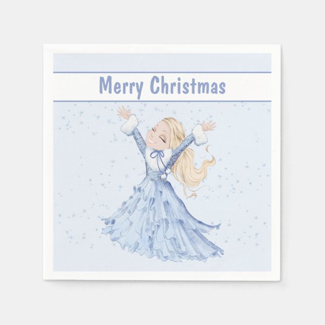 Christmas Winter Princess Girls Napkins (Front)