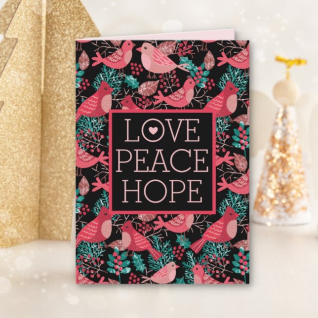 Christmas Winter Red Bird Berries Peace Holiday Card (Creator Uploaded)