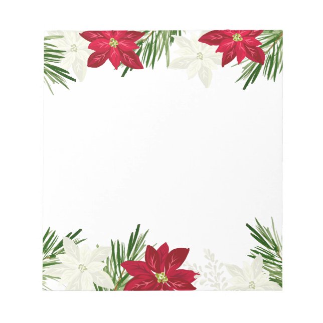 Christmas Winter Red Bold Poinsettia  Notepad (Front)