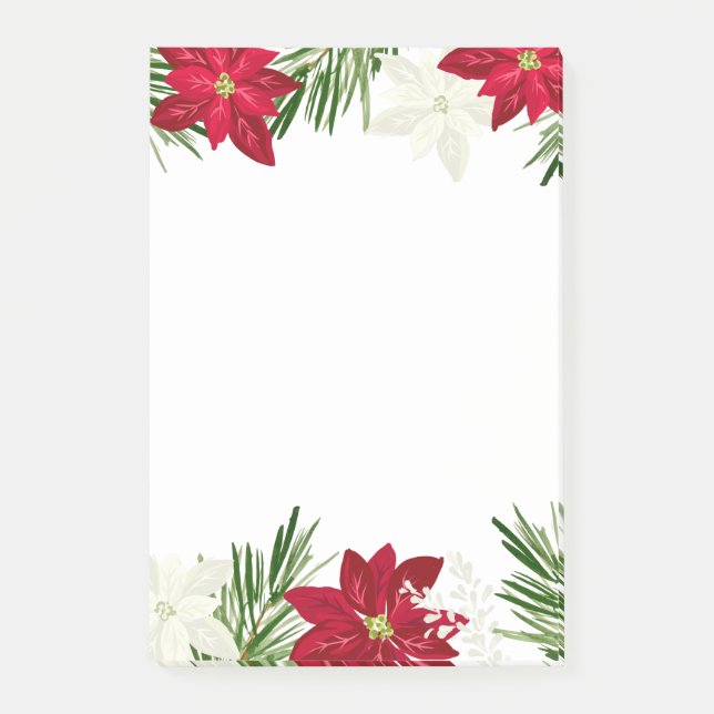 Christmas Winter Red Bold Poinsettia  Post-it Notes (Front)