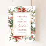 Christmas Winter Red Bridal Shower Welcome Sign<br><div class="desc">Christmas Winter Red Bridal Shower Welcome Sign Poster</div>