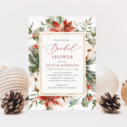 Christmas Winter Red Gold Bridal Shower Invitation