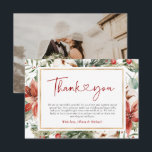 Christmas Winter Red Green Gold Wedding Thank You Card<br><div class="desc">Spread holiday cheer and gratitude with our Christmas Winter Red Green Gold Wedding Thank You Card! This festive design beautifully combines rich red, green, and gold accents, making it the perfect way to thank your guests for being a part of your special day. Whether it’s their presence, love, or thoughtful...</div>